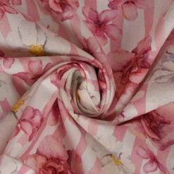 SCHÖNER LEBEN. Vorhang Blumen Blüten Streifen rosa weiß 245cm oder Wunschlänge