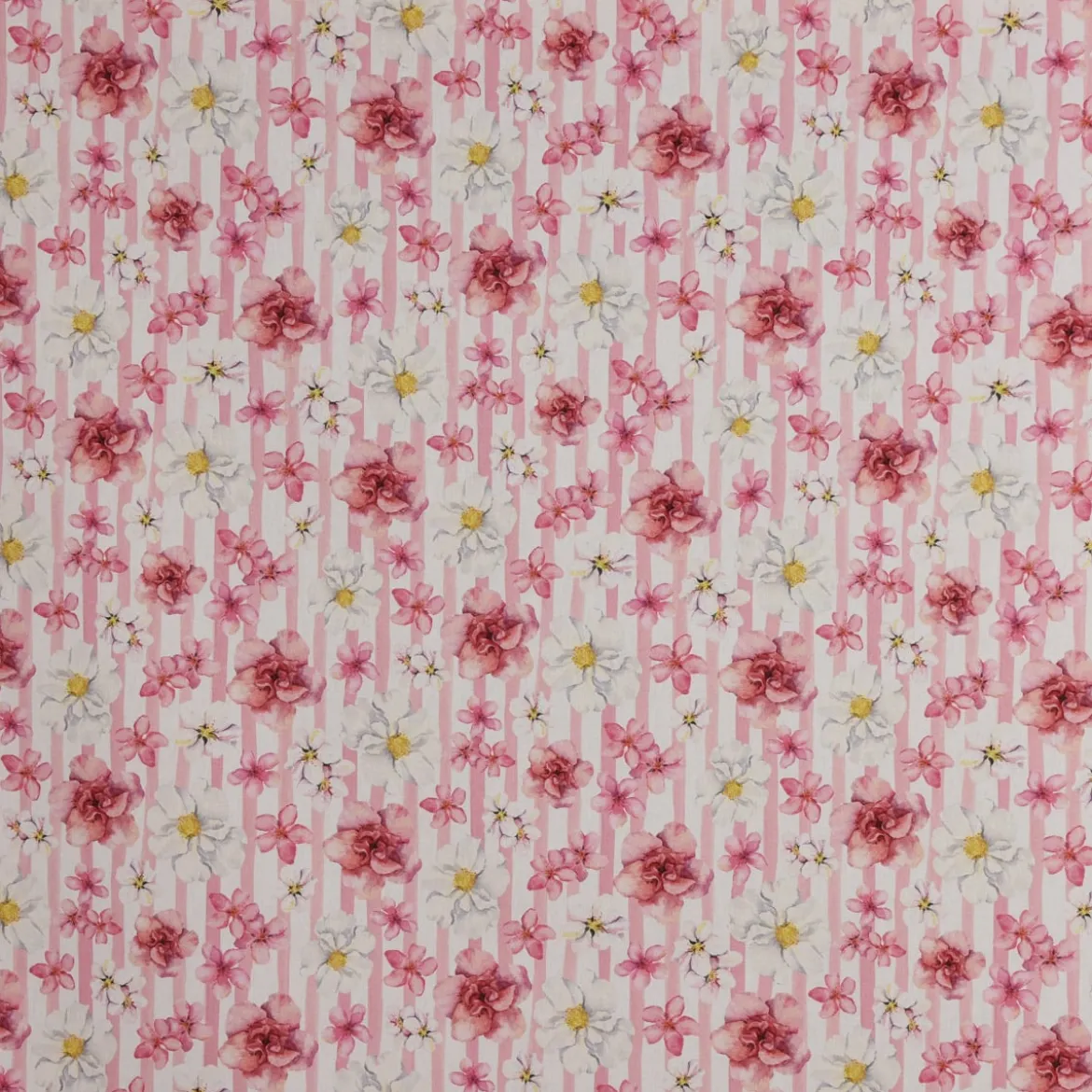 SCHÖNER LEBEN. Vorhang Blumen Blüten Streifen rosa weiß 245cm oder Wunschlänge