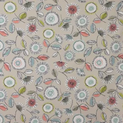 SCHÖNER LEBEN. Vorhang Blumen Blätter abstrakt beige weiß grau bunt 245cm oder Wunschlänge