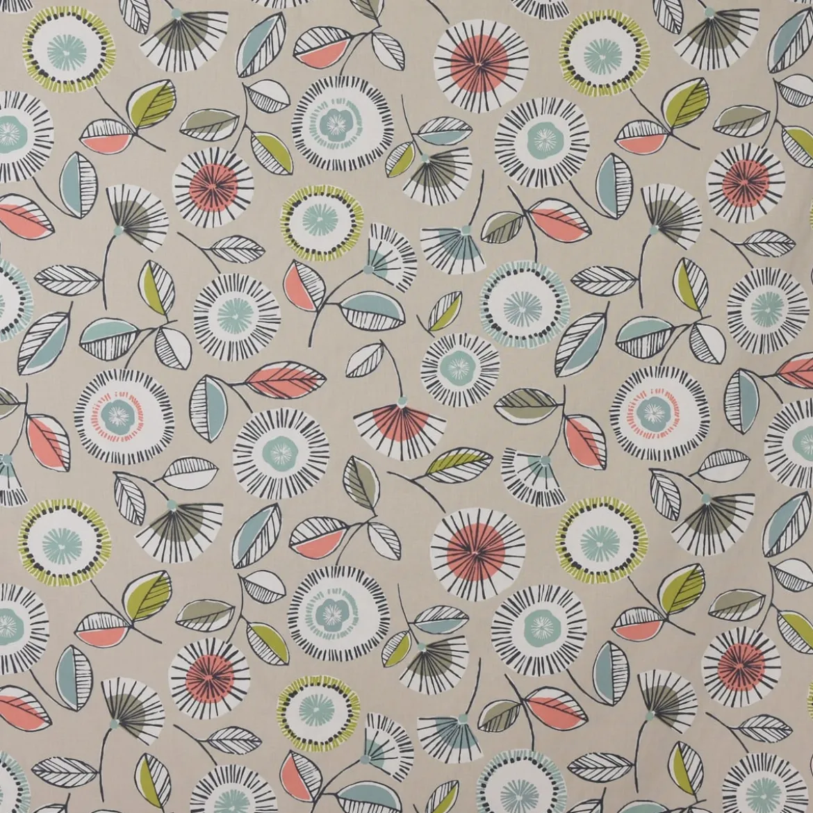 SCHÖNER LEBEN. Vorhang Blumen Blätter abstrakt beige weiß grau bunt 245cm oder Wunschlänge