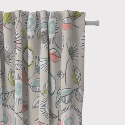 SCHÖNER LEBEN. Vorhang Blumen Blätter abstrakt beige weiß grau bunt 245cm oder Wunschlänge