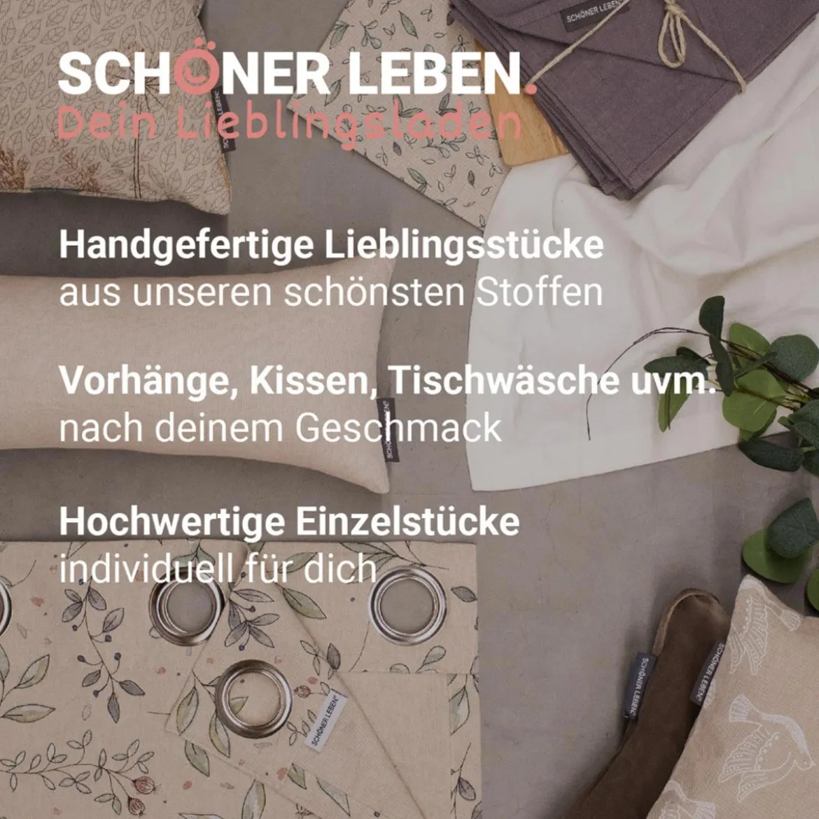 SCHÖNER LEBEN. Vorhang Blumen Blätter abstrakt beige weiß grau bunt 245cm oder Wunschlänge