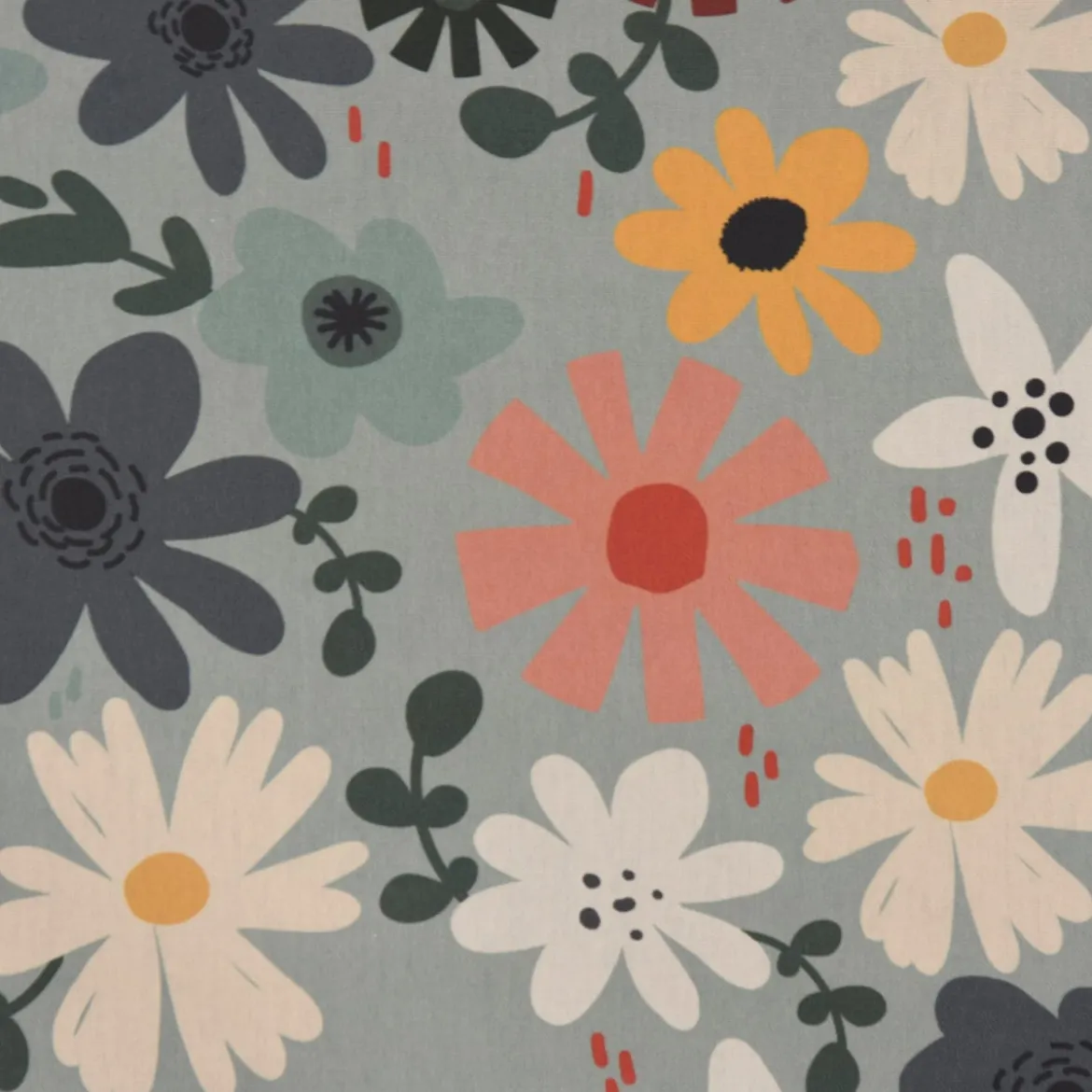 SCHÖNER LEBEN. Vorhang Blumen Blüten mint bunt 245cm oder Wunschlänge