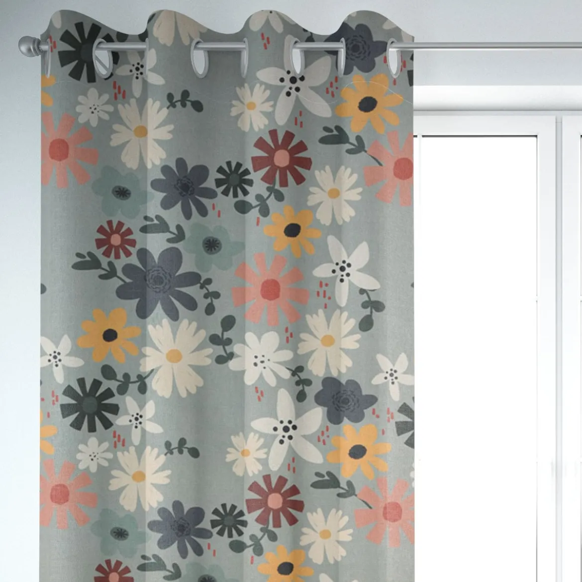 SCHÖNER LEBEN. Vorhang Blumen Blüten mint bunt 245cm oder Wunschlänge