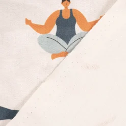 SCHÖNER LEBEN. Vorhang Body Positivity Yoga wollweiß blau 245cm oder Wunschlänge