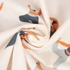 SCHÖNER LEBEN. Vorhang Body Positivity Yoga wollweiß blau 245cm oder Wunschlänge