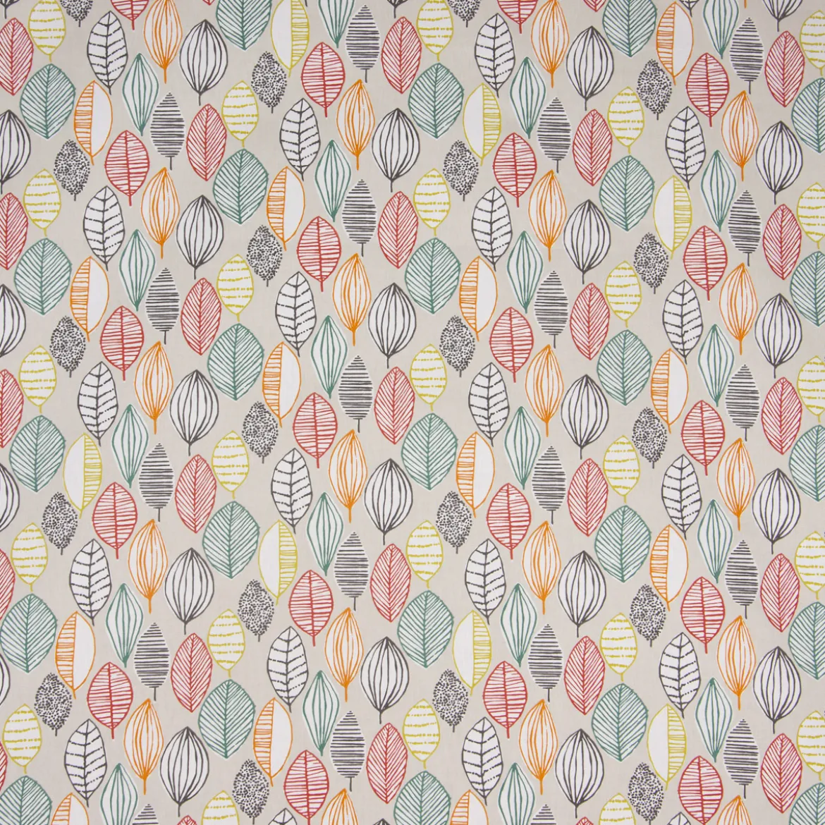 SCHÖNER LEBEN. Vorhang Canyon Blätter beige braun grün rot 245cm oder Wunschlänge