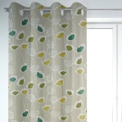 SCHÖNER LEBEN. Vorhang Clara Cactus Blumen grau grün 245cm oder Wunschlänge