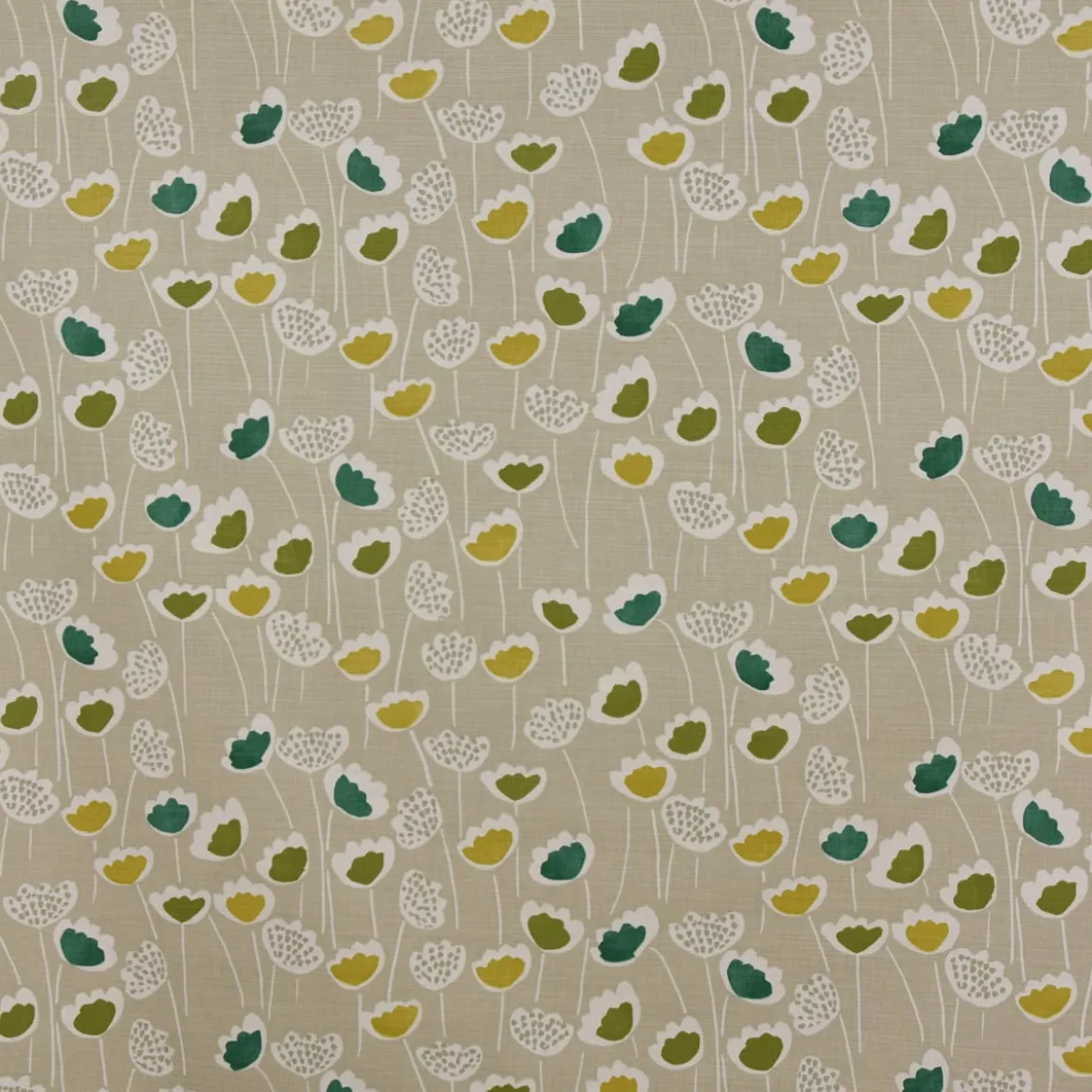 SCHÖNER LEBEN. Vorhang Clara Cactus Blumen grau grün 245cm oder Wunschlänge