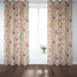 SCHÖNER LEBEN. Vorhang Clarke & Clarke STUDIO G Blumen Rosen beige grün rot 245cm oder Wunschlänge