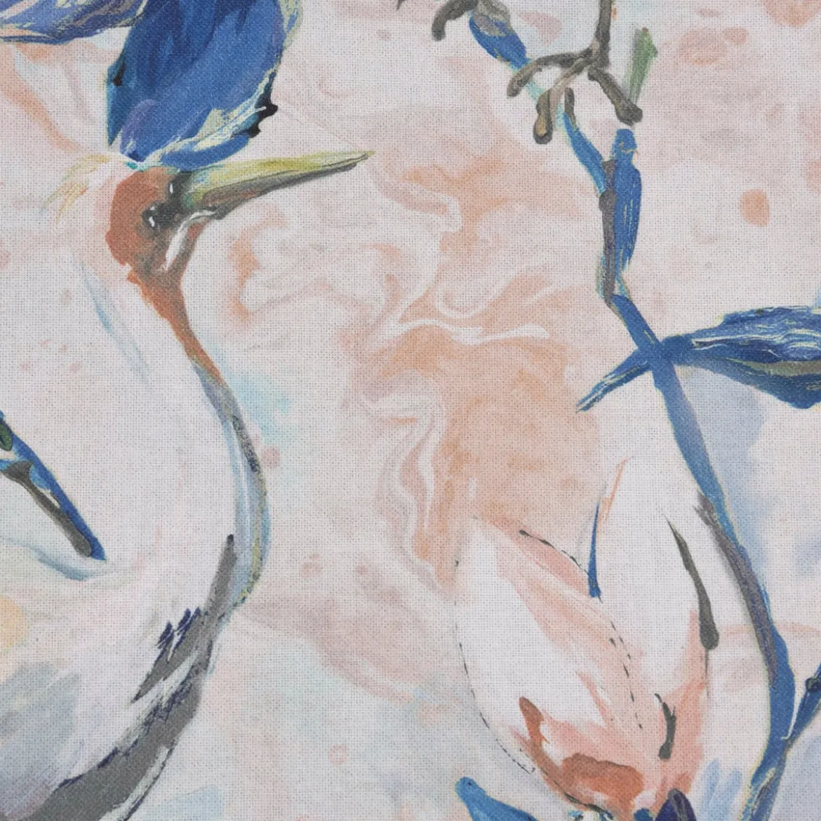 SCHÖNER LEBEN. Vorhang Cranebird Marble Kranich Aquarell Indigo Pastell 245cm oder Wunschlänge