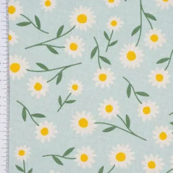 SCHÖNER LEBEN. Vorhang Daisy Sweet Field Gänseblümchen Leinenlook hellblau oder natur weiß in 245cm oder Wunschlänge