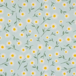 SCHÖNER LEBEN. Vorhang Daisy Sweet Field Gänseblümchen Leinenlook hellblau oder natur weiß in 245cm oder Wunschlänge