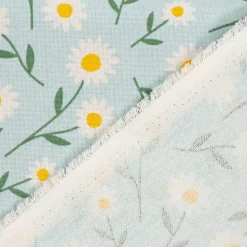 SCHÖNER LEBEN. Vorhang Daisy Sweet Field Gänseblümchen Leinenlook hellblau oder natur weiß in 245cm oder Wunschlänge