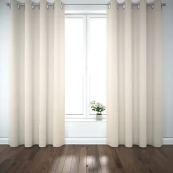 SCHÖNER LEBEN. Vorhang Deluxe Viskose Leinen uni ecru 245cm oder Wunschlänge
