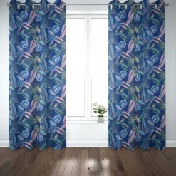 SCHÖNER LEBEN. Vorhang Dschungelpflanzen blau grün rosa 245cm oder Wunschlänge