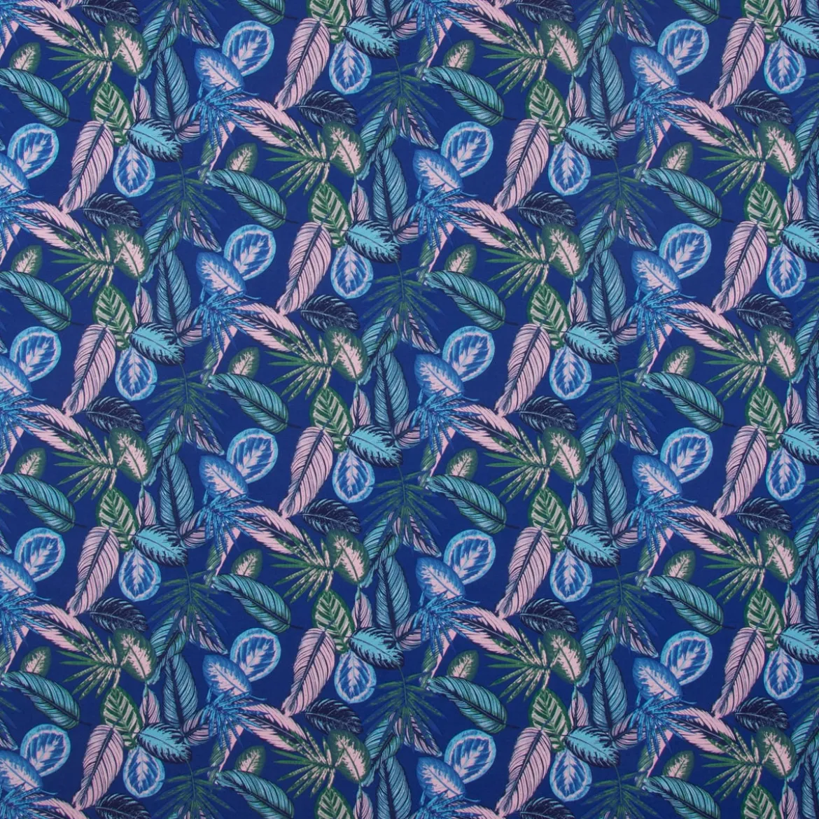SCHÖNER LEBEN. Vorhang Dschungelpflanzen blau grün rosa 245cm oder Wunschlänge