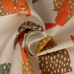 SCHÖNER LEBEN. Vorhang Eichhörnchen Hügel mint braun ocker orange 245cm oder Wunschlänge