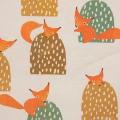 SCHÖNER LEBEN. Vorhang Eichhörnchen Hügel mint braun ocker orange 245cm oder Wunschlänge