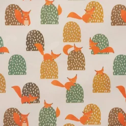 SCHÖNER LEBEN. Vorhang Eichhörnchen Hügel mint braun ocker orange 245cm oder Wunschlänge