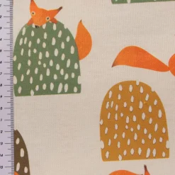 SCHÖNER LEBEN. Vorhang Eichhörnchen Hügel mint braun ocker orange 245cm oder Wunschlänge