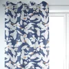 SCHÖNER LEBEN. Vorhang Ewazi Blätter Blumen abstrakt blau ecru 245cm oder Wunschlänge