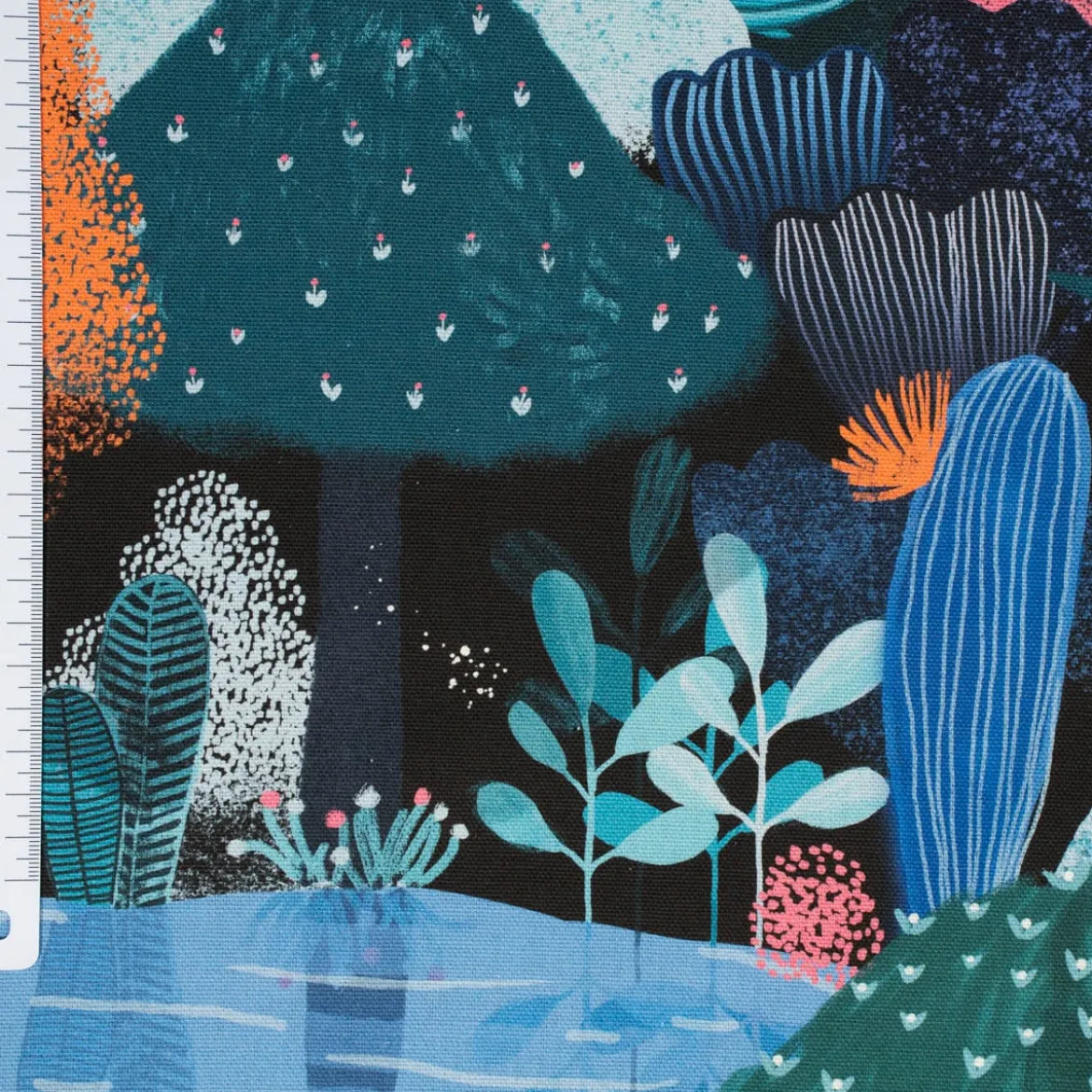SCHÖNER LEBEN. Vorhang Fantasia Bäume Kakteen Pflanzen blau pink orange 245cm oder Wunschlänge