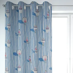 SCHÖNER LEBEN. Vorhang Flamingo Streifen maritim hellblau ecru 245cm oder Wunschlänge