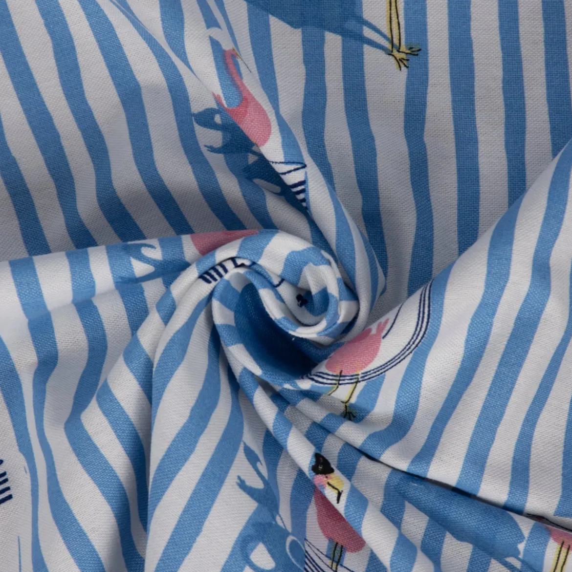 SCHÖNER LEBEN. Vorhang Flamingo Streifen maritim hellblau ecru 245cm oder Wunschlänge