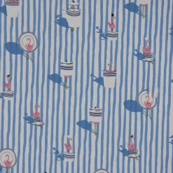 SCHÖNER LEBEN. Vorhang Flamingo Streifen maritim hellblau ecru 245cm oder Wunschlänge