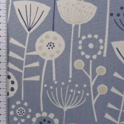 SCHÖNER LEBEN. Vorhang Fryett`s Halbpanama Blumen abstrakt blau 245cm oder Wunschlänge