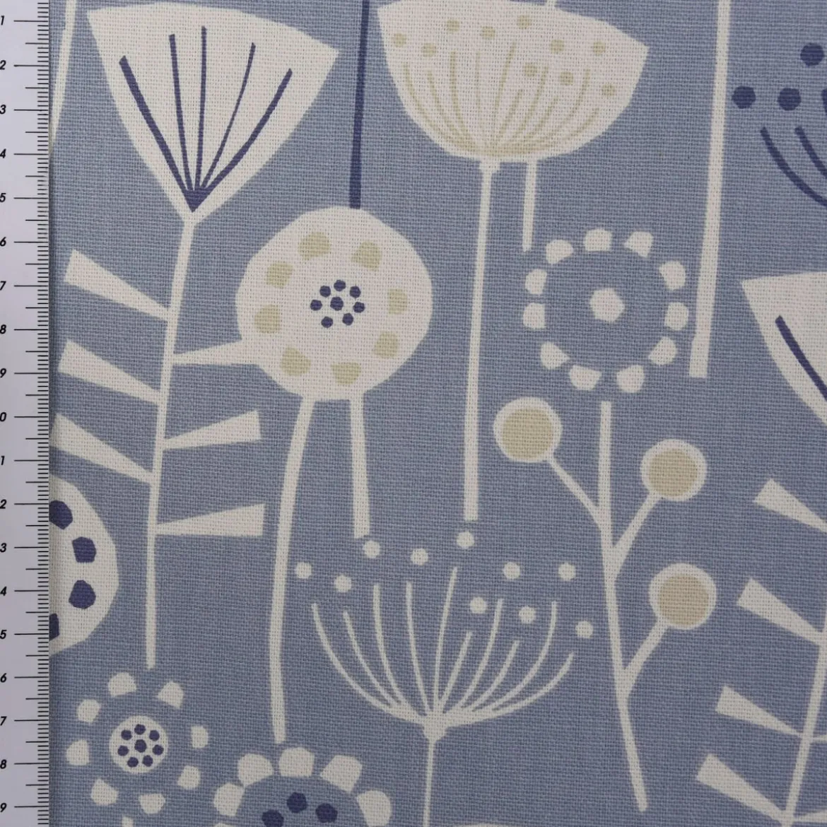 SCHÖNER LEBEN. Vorhang Fryett`s Halbpanama Blumen abstrakt blau 245cm oder Wunschlänge