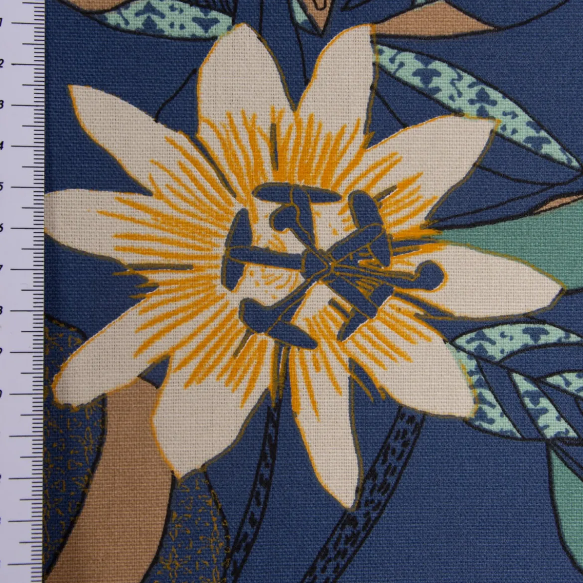 SCHÖNER LEBEN. Vorhang große Blumen blau bunt 245cm oder Wunschlänge