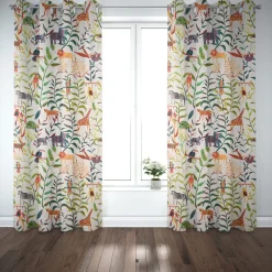 SCHÖNER LEBEN. Vorhang Hide and Seek Dschungeltiere bunt 245cm oder Wunschlänge