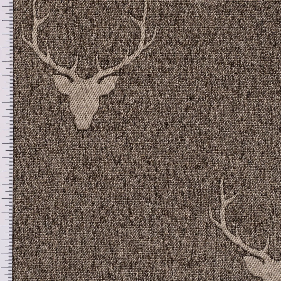 SCHÖNER LEBEN. Vorhang Jacquard Hirschkopf mit Geweih braun beige 245cm oder Wunschlänge