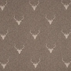 SCHÖNER LEBEN. Vorhang Jacquard Hirschkopf mit Geweih braun beige 245cm oder Wunschlänge