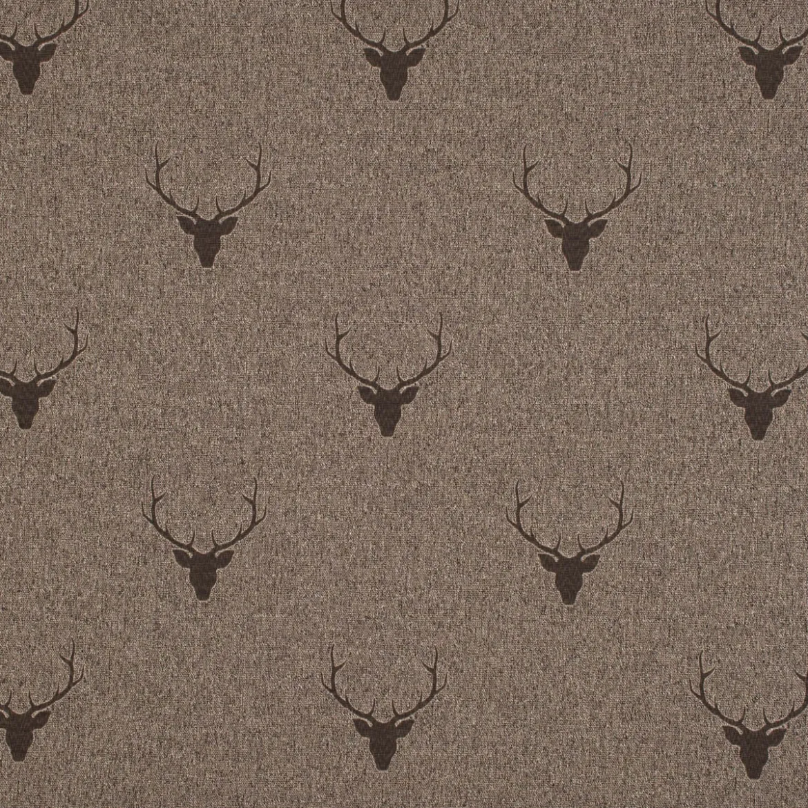SCHÖNER LEBEN. Vorhang Jacquard Hirschkopf mit Geweih braun dunkelbraun 245cm oder Wunschlänge