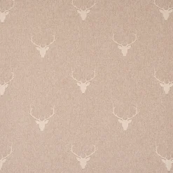 SCHÖNER LEBEN. Vorhang Jacquard Hirschkopf mit Geweih beige hellbeige 245cm oder Wunschlänge