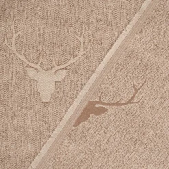 SCHÖNER LEBEN. Vorhang Jacquard Hirschkopf mit Geweih beige hellbeige 245cm oder Wunschlänge