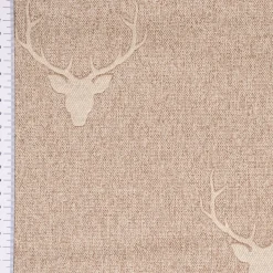 SCHÖNER LEBEN. Vorhang Jacquard Hirschkopf mit Geweih beige hellbeige 245cm oder Wunschlänge
