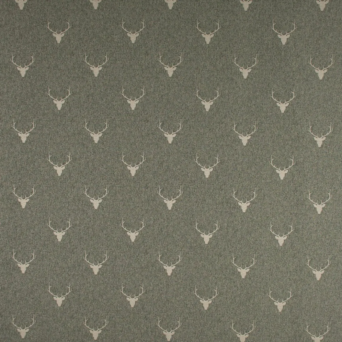 SCHÖNER LEBEN. Vorhang Jacquard Hirschkopf mit Geweih grün beige 245cm oder Wunschlänge