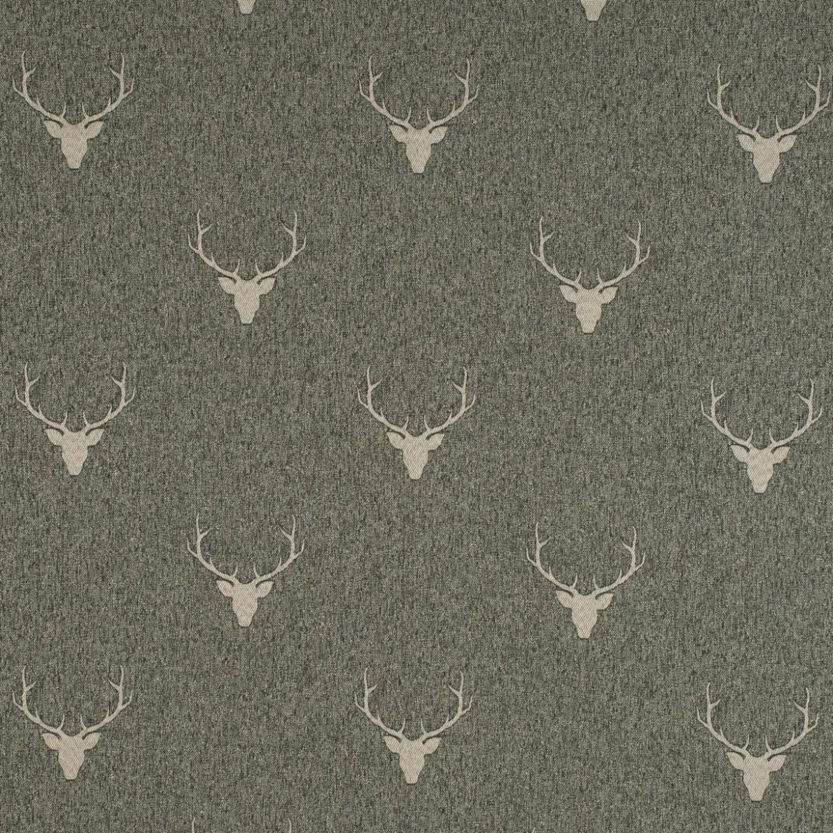 SCHÖNER LEBEN. Vorhang Jacquard Hirschkopf mit Geweih grün beige 245cm oder Wunschlänge