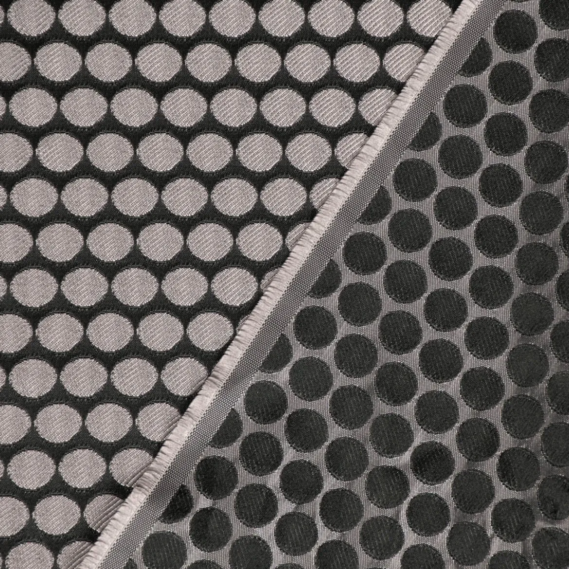 SCHÖNER LEBEN. Vorhang Jacquard Punkte schwarz silbergrau 245cm oder Wunschlänge