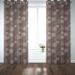 SCHÖNER LEBEN. Vorhang Jacquard Satinlook Kreise beidseitig rosenholz beige 245cm oder Wunschlänge