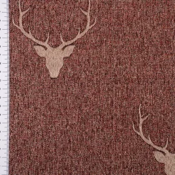 SCHÖNER LEBEN. Vorhang Jacquard Hirschkopf mit Geweih rotbraun beige 245cm oder Wunschlänge