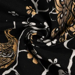 SCHÖNER LEBEN. Vorhang Jacquard Metallic Peacock Blossom Luxury Pfau Blüten schwarz gold ecru 245cm oder Wunschlänge