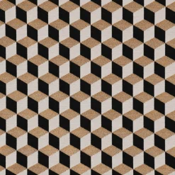 SCHÖNER LEBEN. Vorhang Jacquard Metallic Cube Geometric Luxury 3D Würfel schwarz gold ecru 245cm oder Wunschlänge