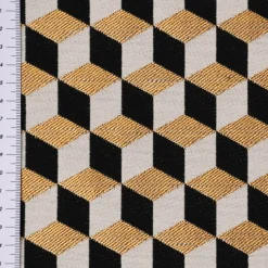 SCHÖNER LEBEN. Vorhang Jacquard Metallic Cube Geometric Luxury 3D Würfel schwarz gold ecru 245cm oder Wunschlänge