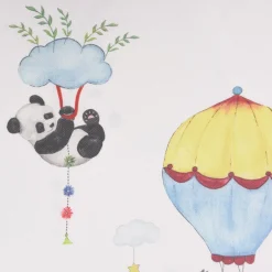 SCHÖNER LEBEN. Vorhang Lamarama mit Lamas, Pandas und Heißluftballons 245cm oder Wunschlänge