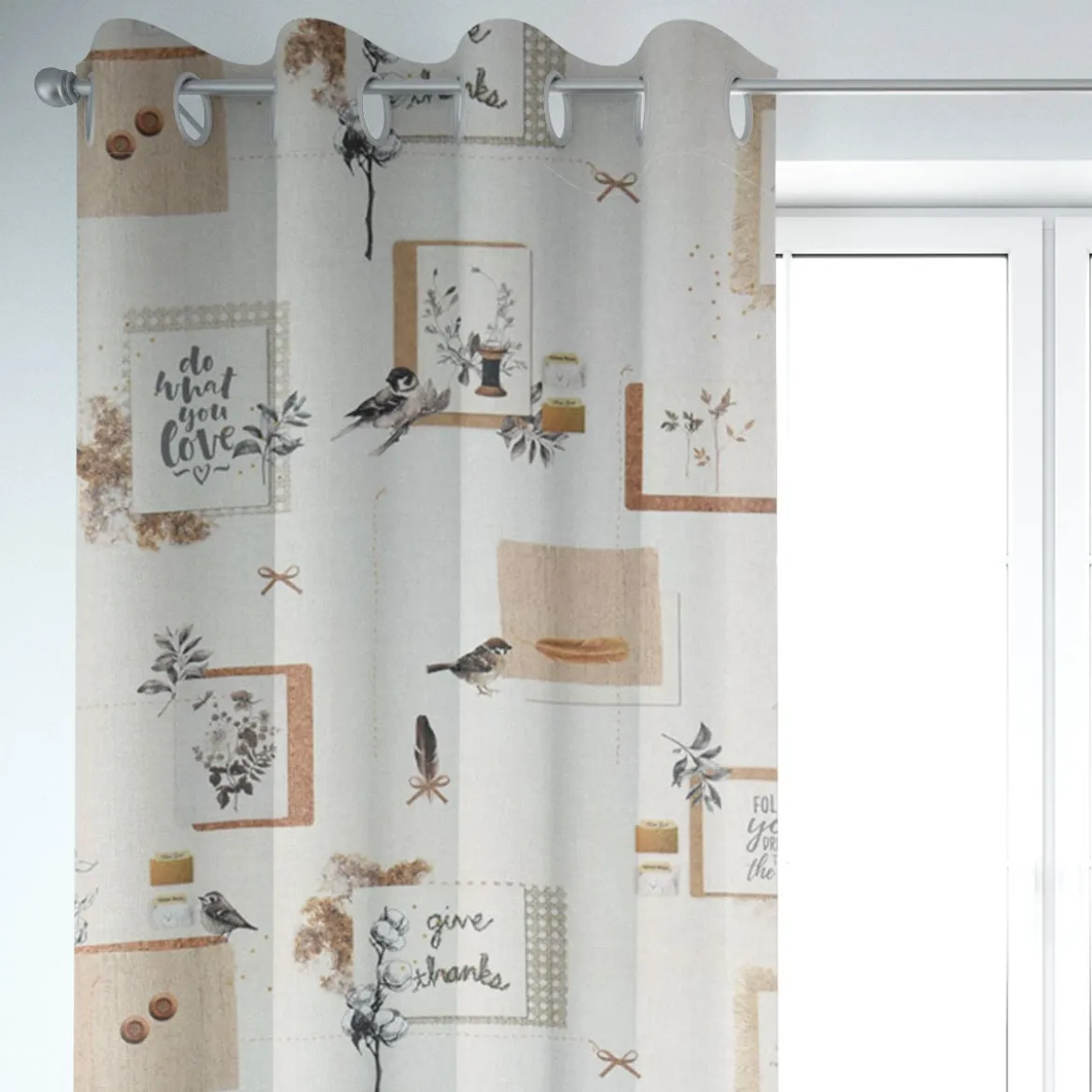 SCHÖNER LEBEN. Vorhang Lebensweisheiten beige 245cm oder Wunschlänge
